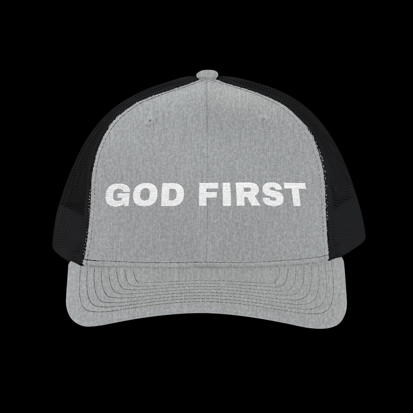 Embroidered "God First" Trucker Cap