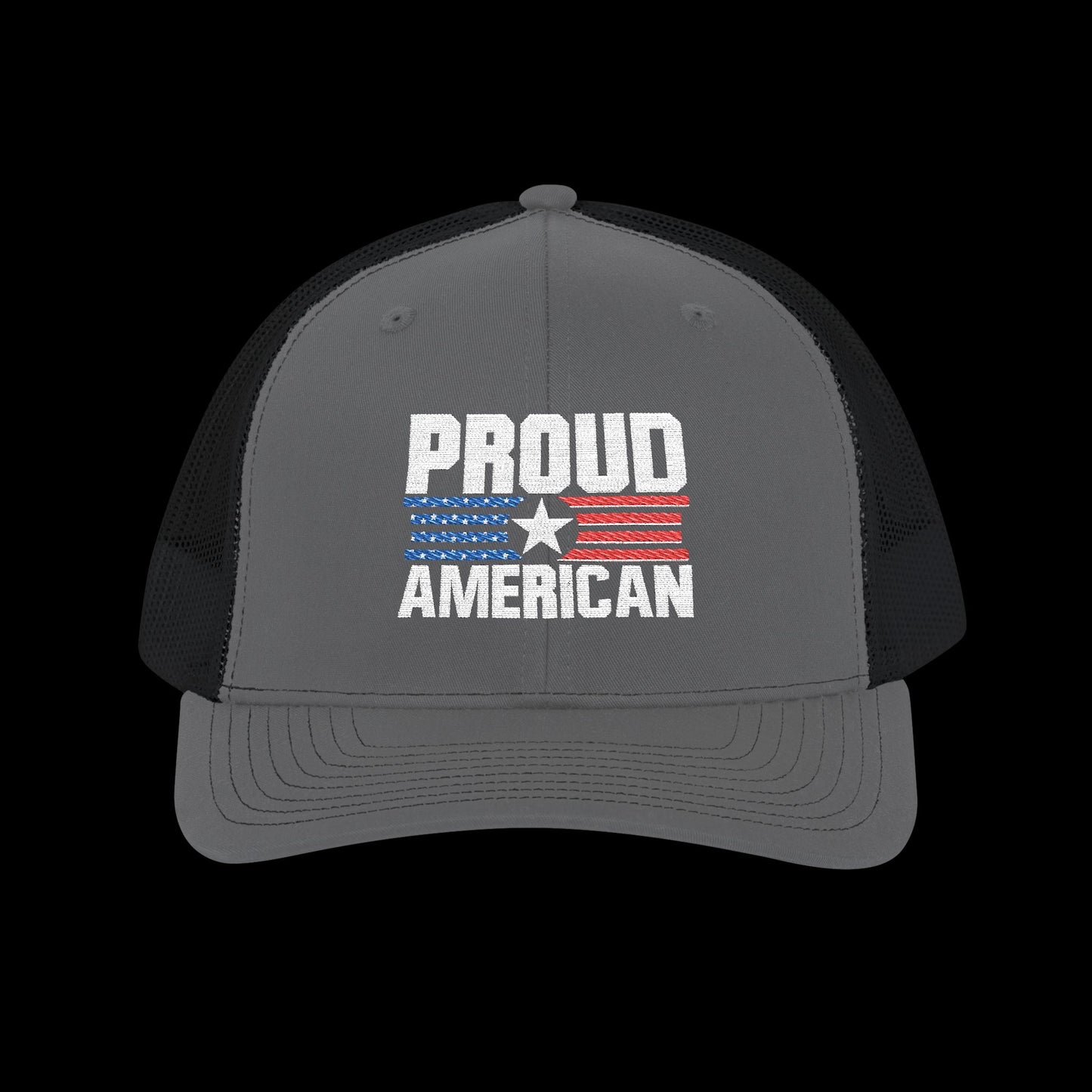 Embroidered "Proud American" Trucker Cap