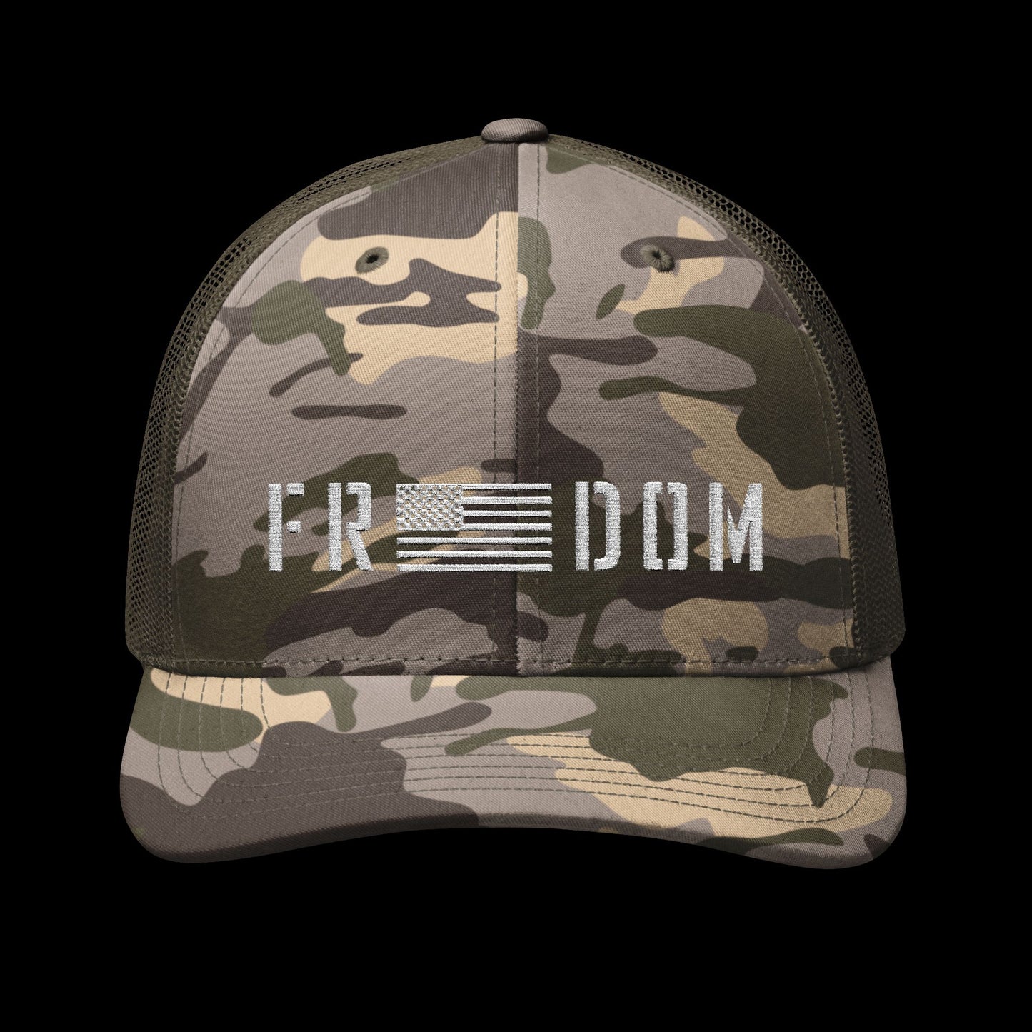 Embroidered Camo "Freedom" Trucker Cap