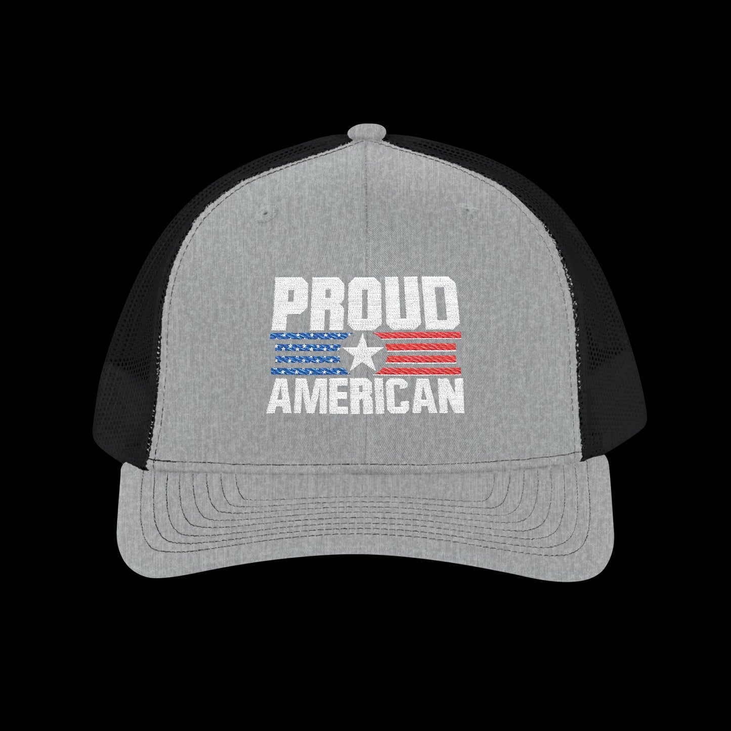 Embroidered "Proud American" Trucker Cap