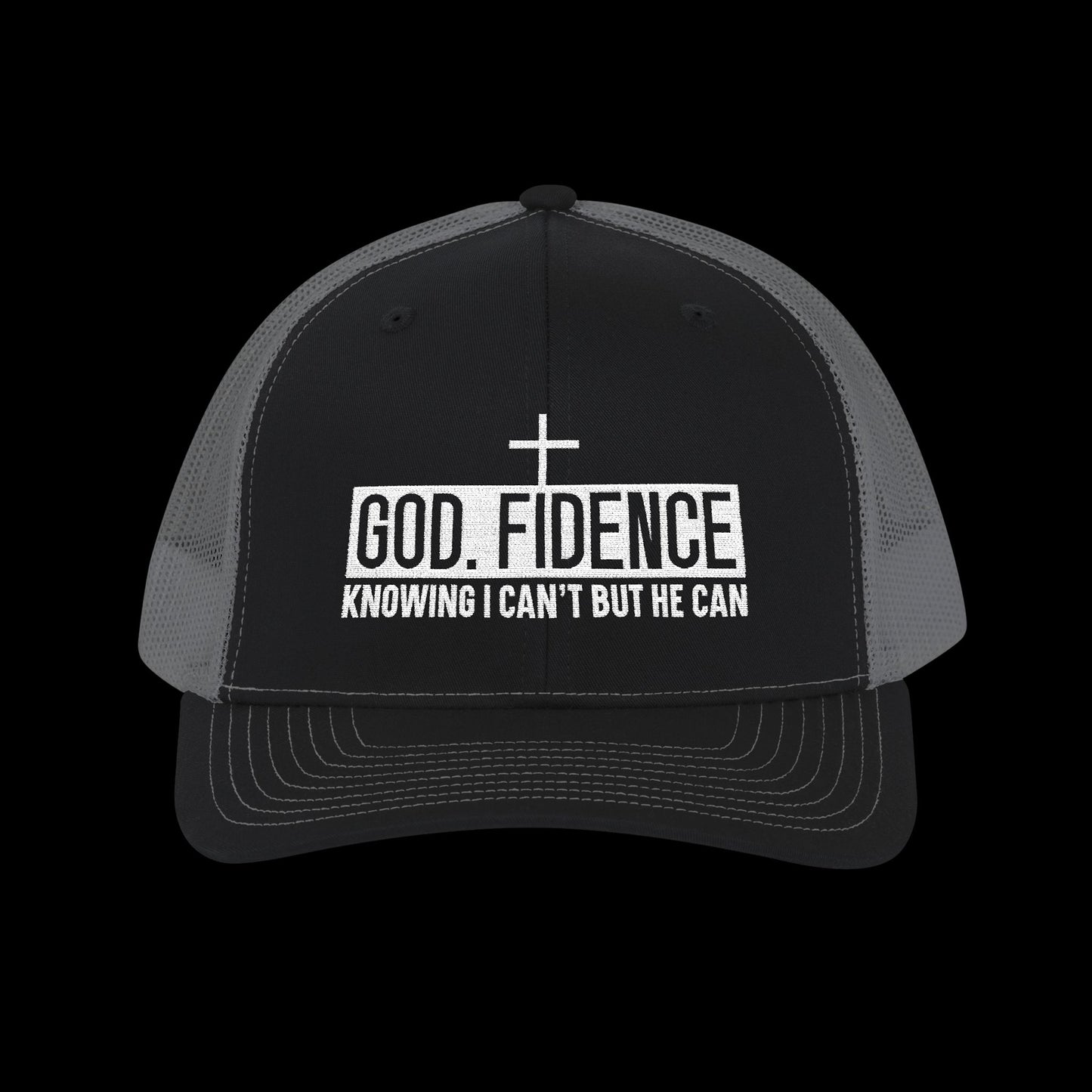 Embroidered "GOD. FIDENCE" Trucker Cap