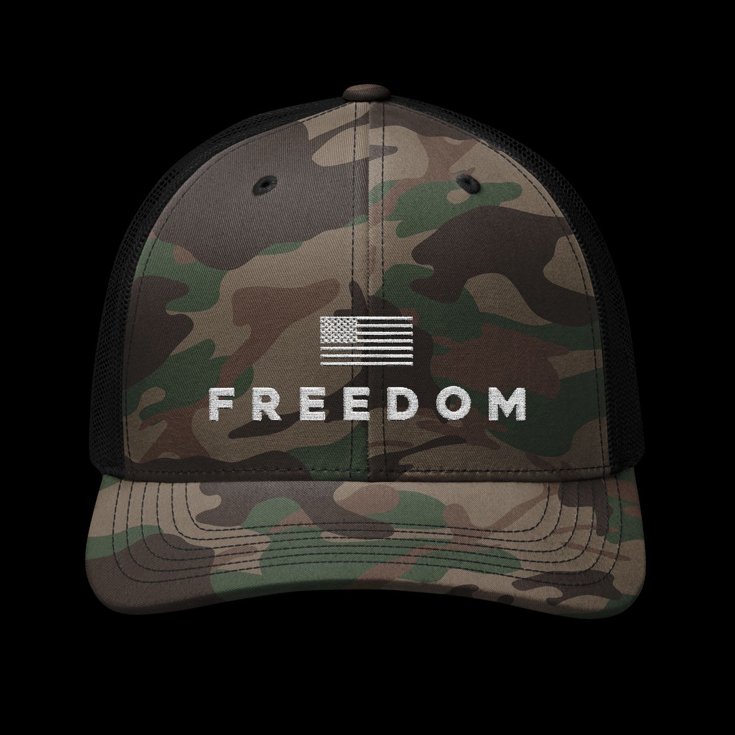 Embroidered Camo "Freedom" Trucker Cap