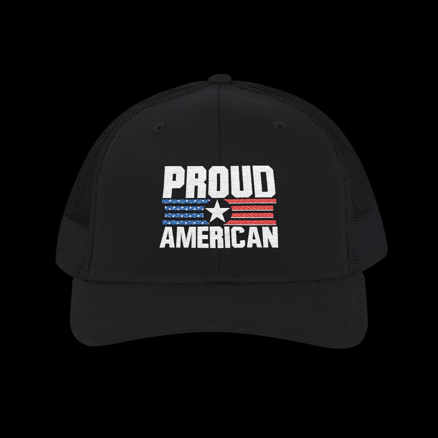 Embroidered "Proud American" Trucker Cap