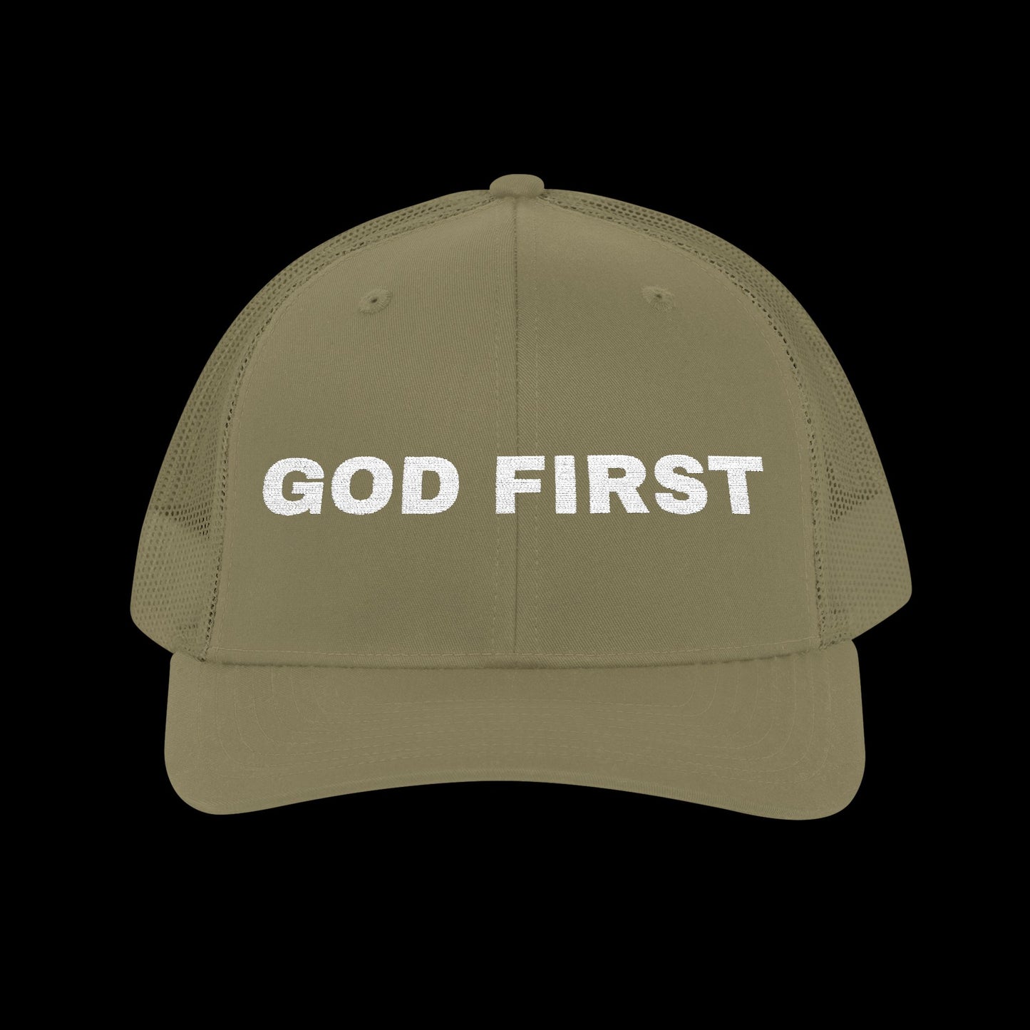 Embroidered "God First" Trucker Cap