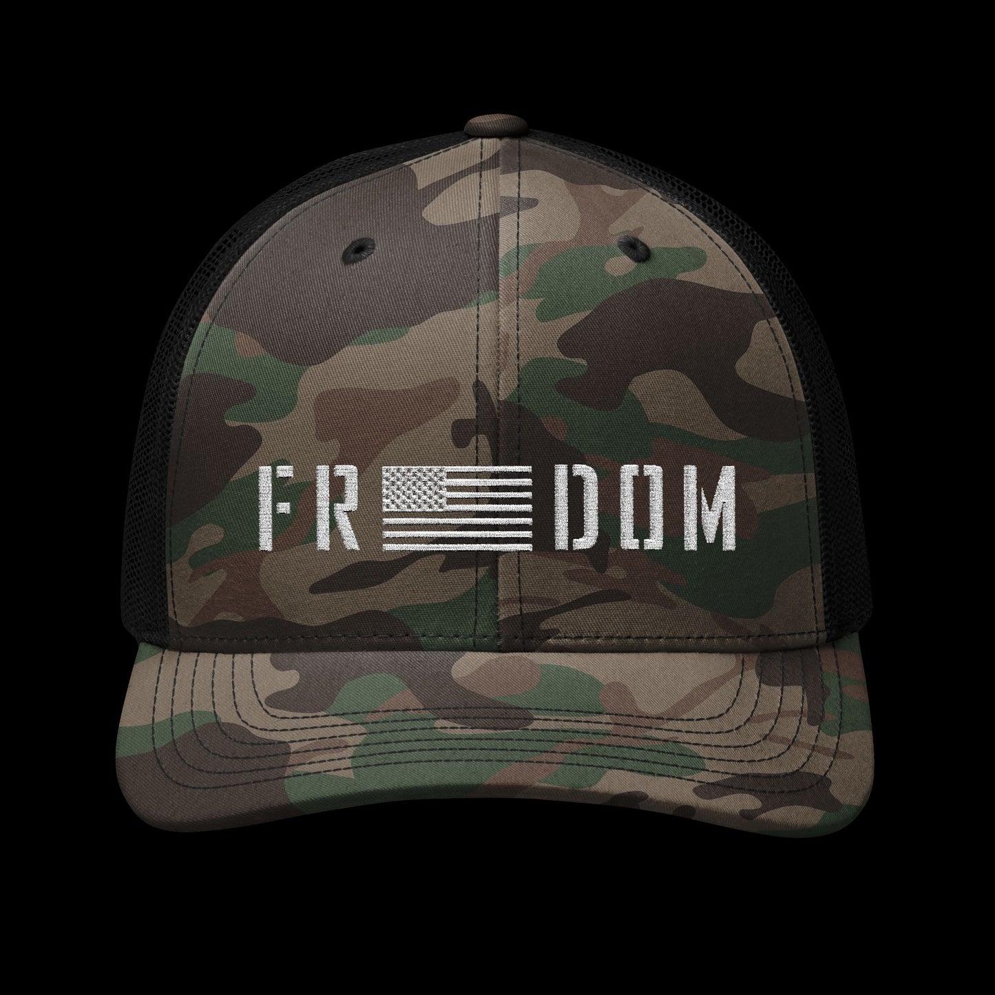 Embroidered Camo "Freedom" Trucker Cap