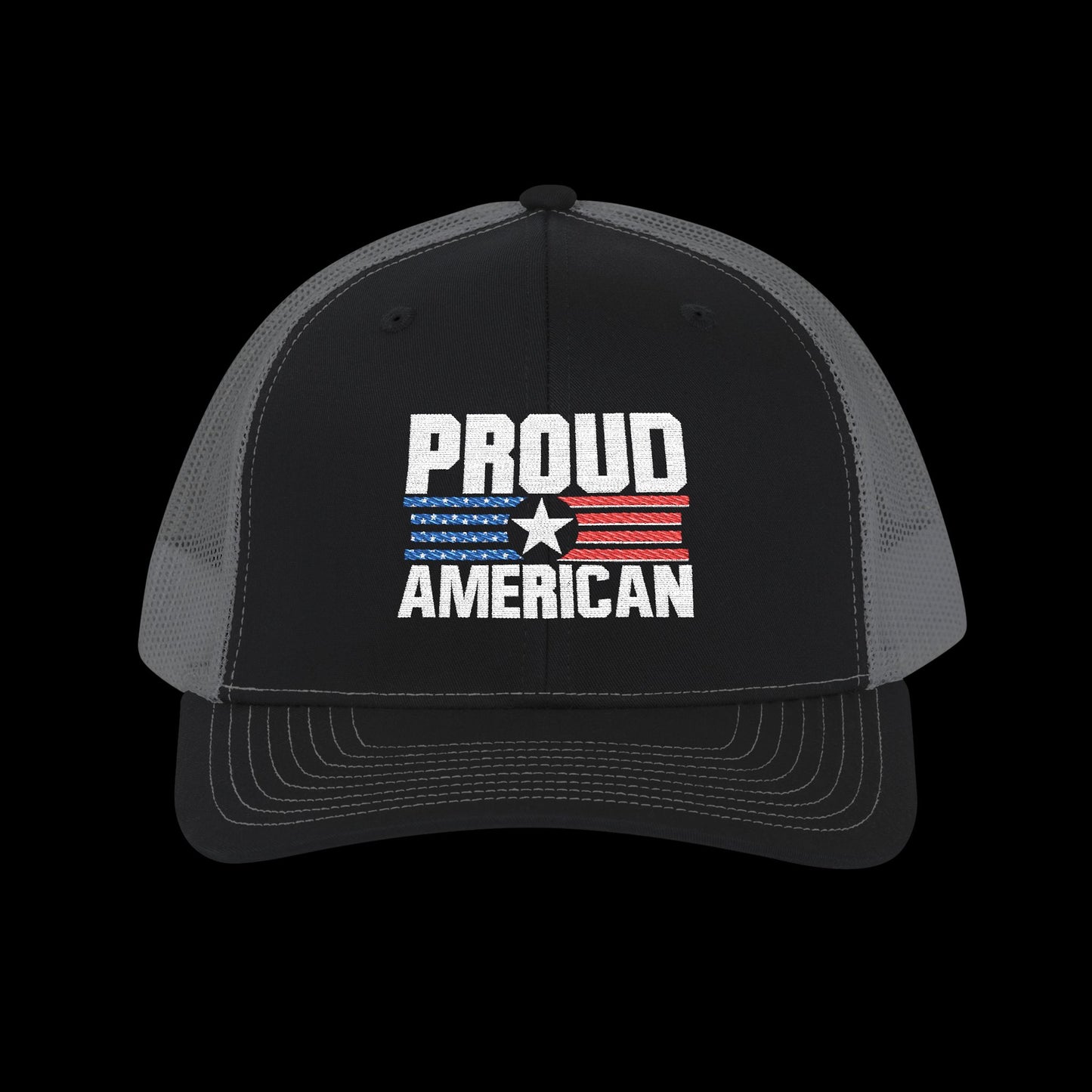 Embroidered "Proud American" Trucker Cap