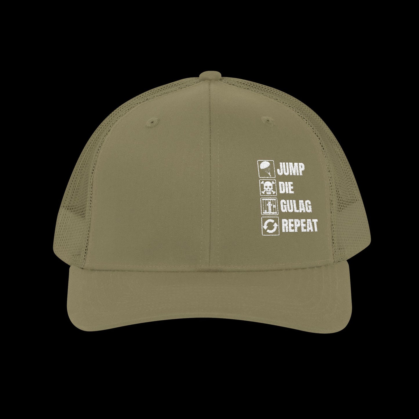 Embroidered "Jump Die Gulag Repeat" Trucker Cap