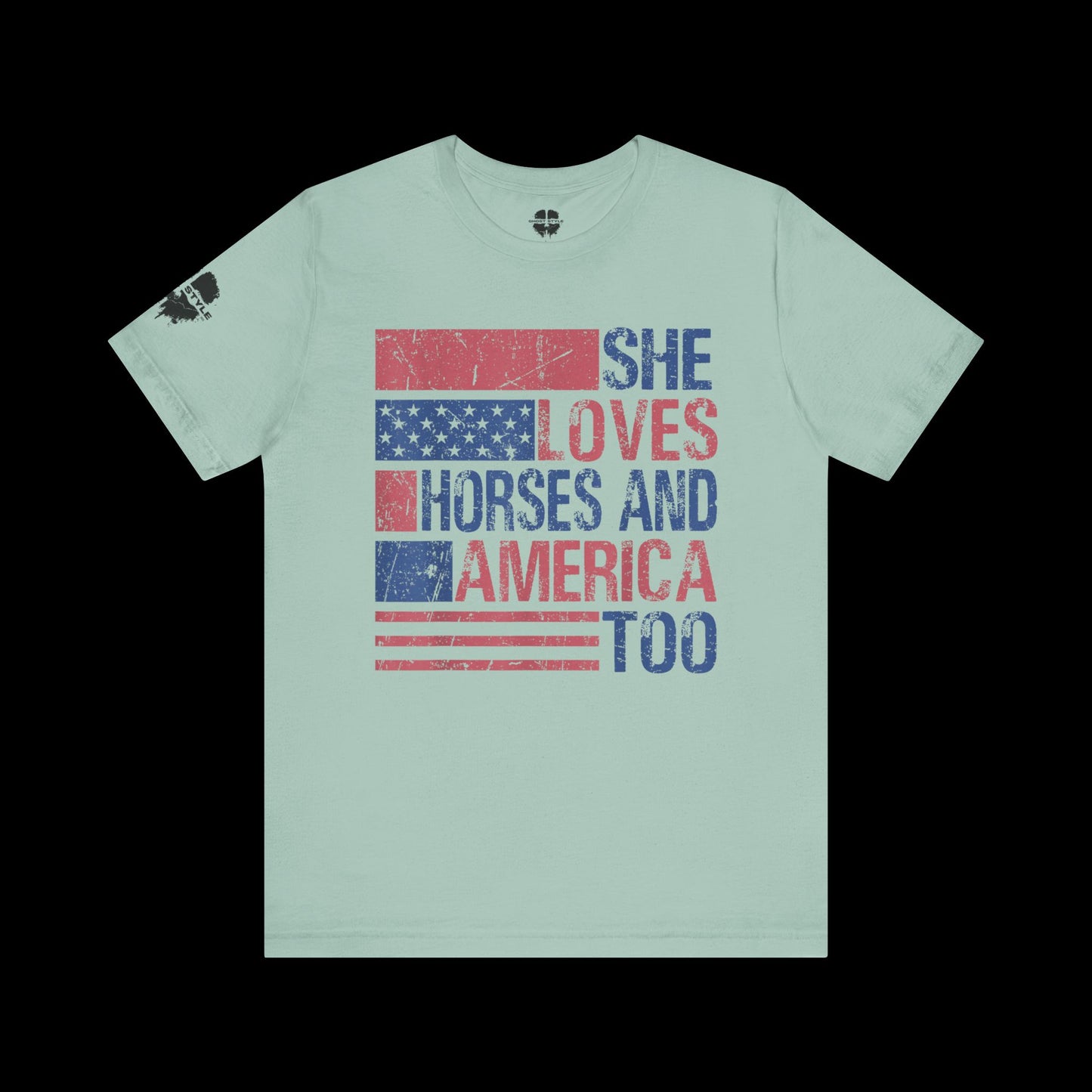 She Loves Horses and America Tee