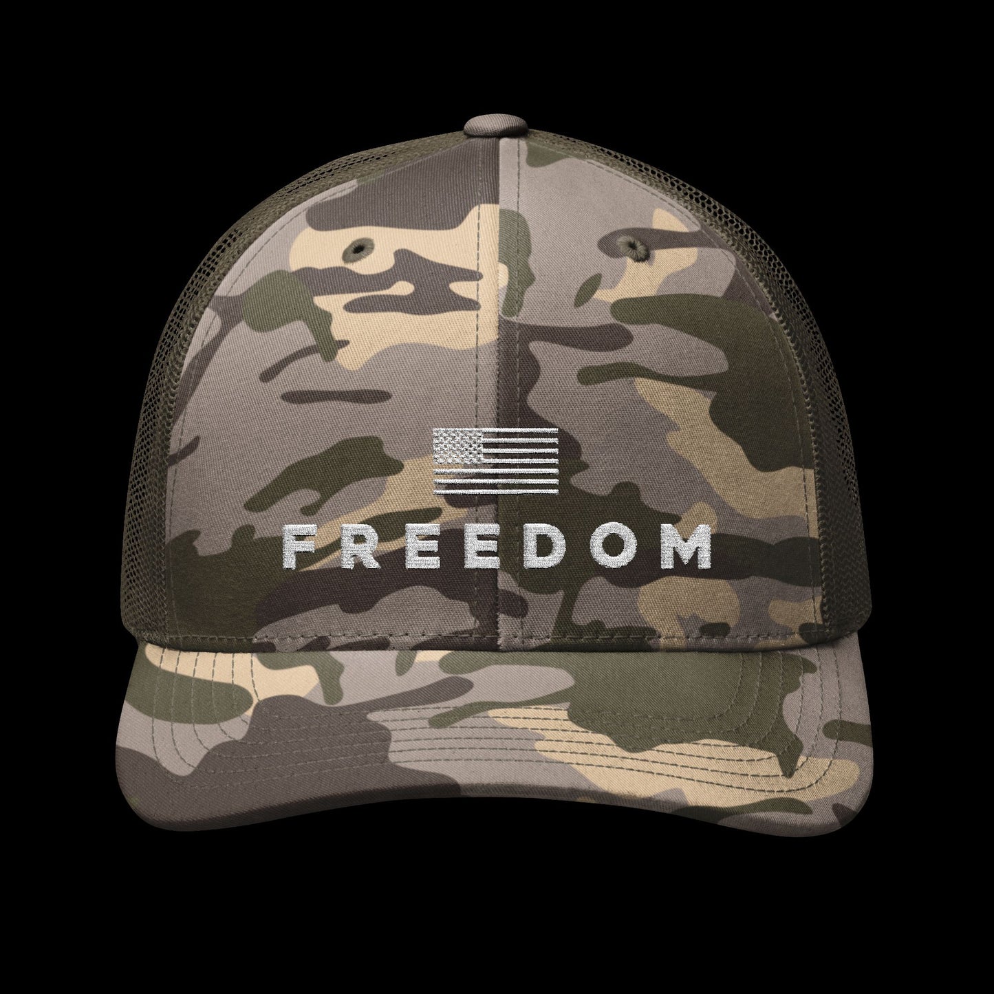Embroidered Camo "Freedom" Trucker Cap