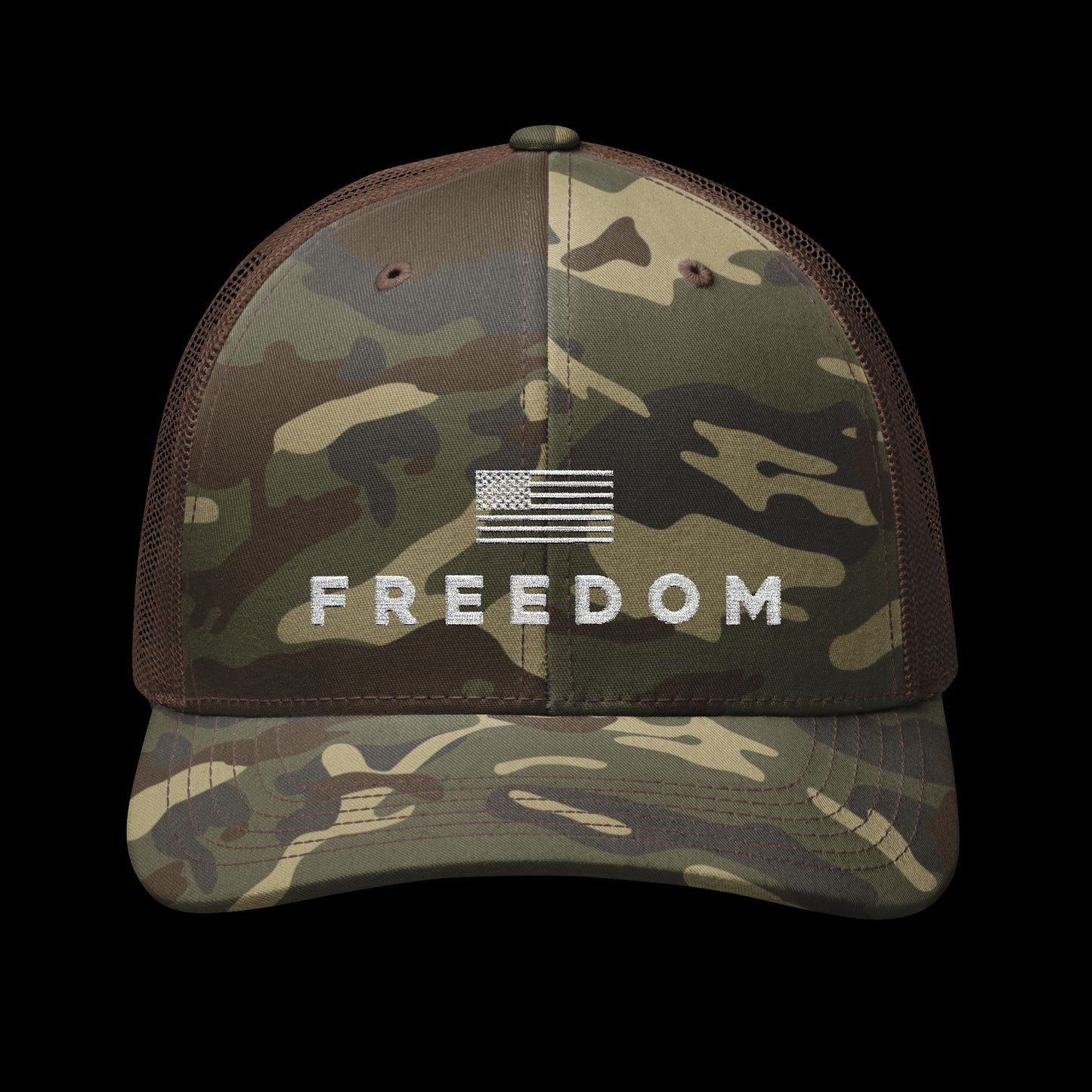 Embroidered Camo "Freedom" Trucker Cap