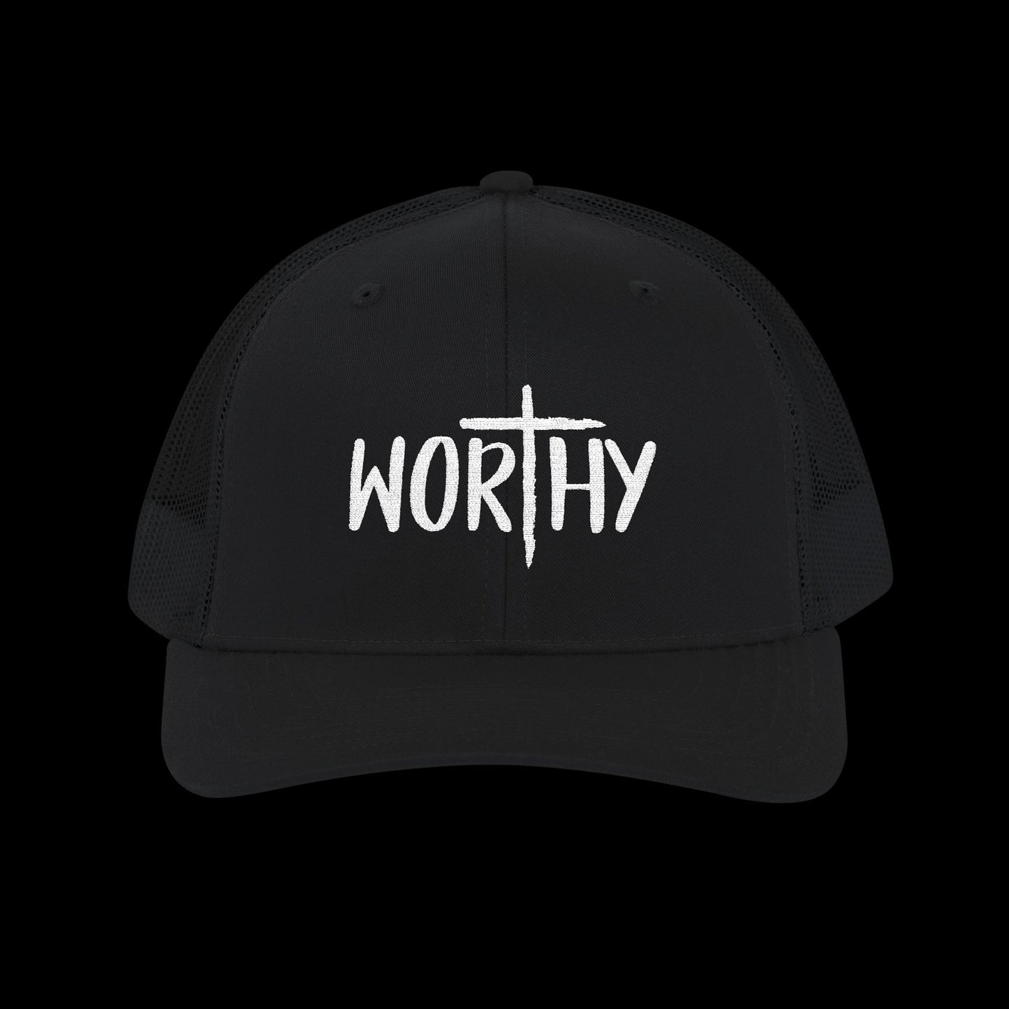 Embroidered "Worthy" Trucker Cap