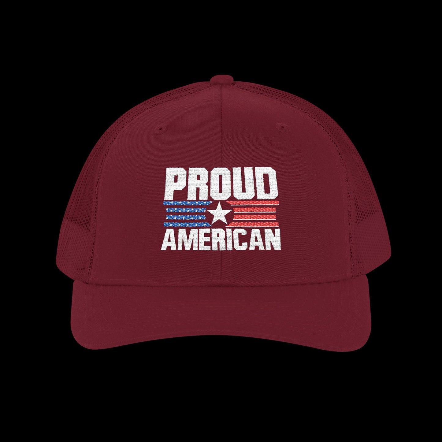 Embroidered "Proud American" Trucker Cap