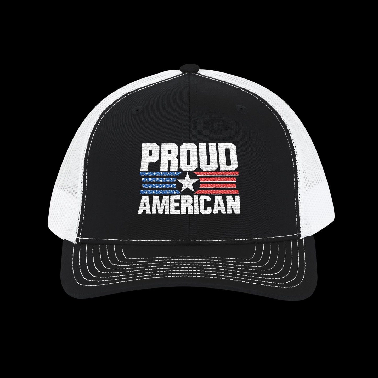 Embroidered "Proud American" Trucker Cap