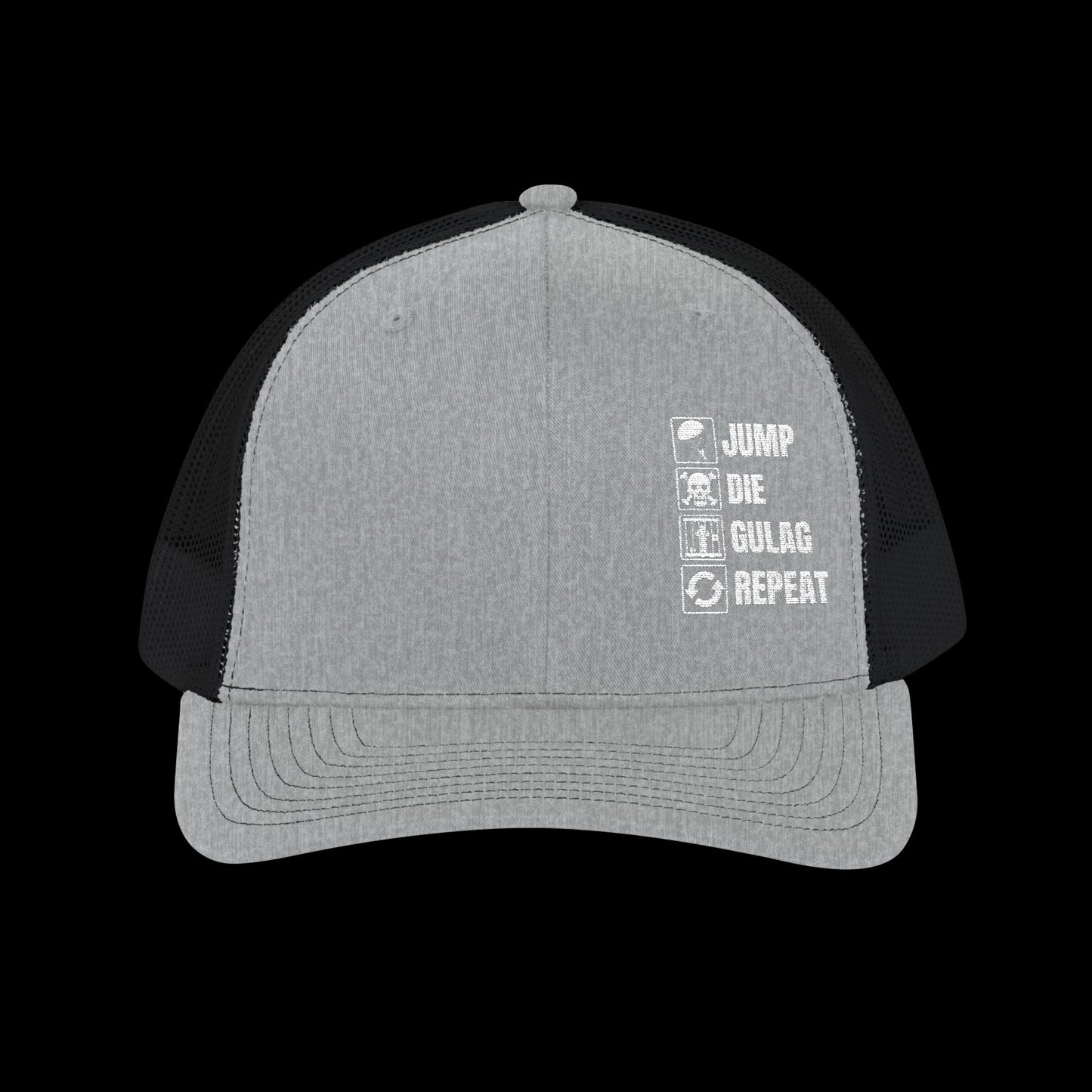 Embroidered "Jump Die Gulag Repeat" Trucker Cap