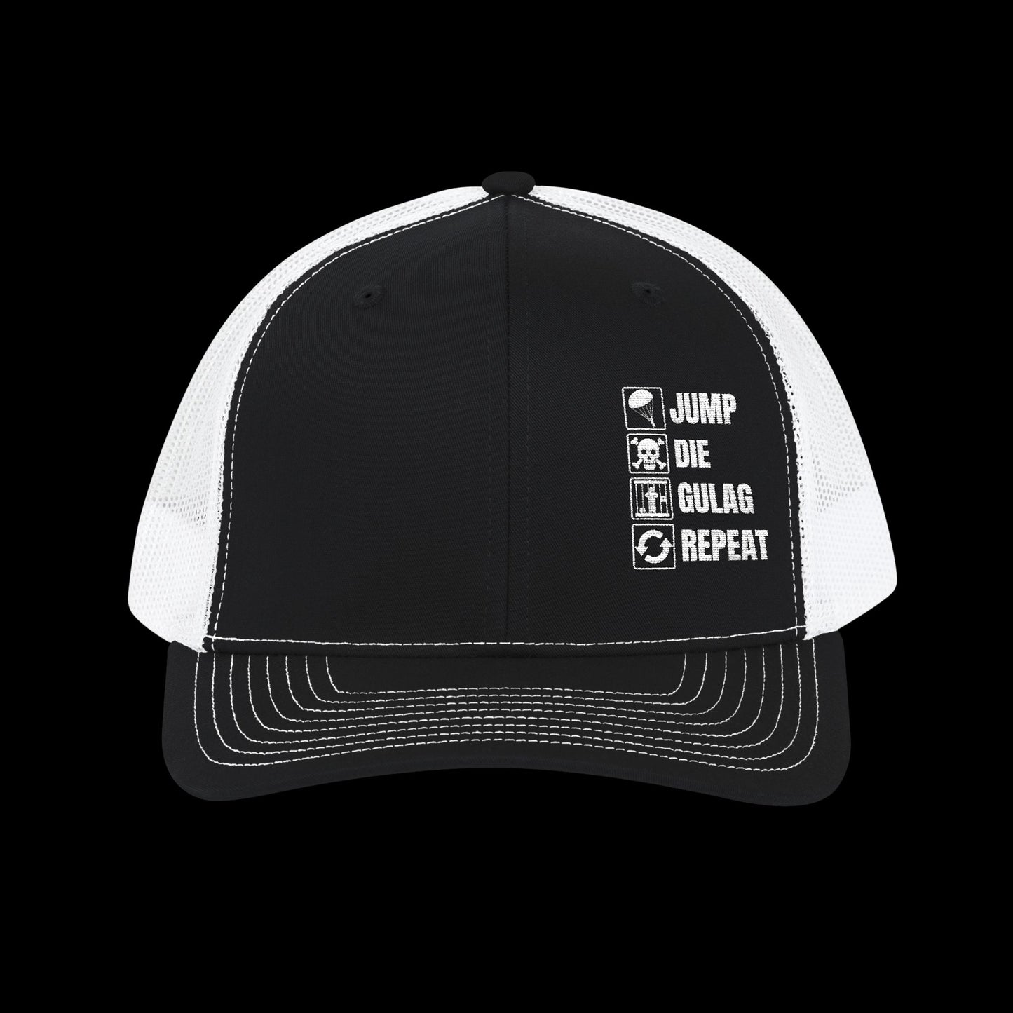 Embroidered "Jump Die Gulag Repeat" Trucker Cap