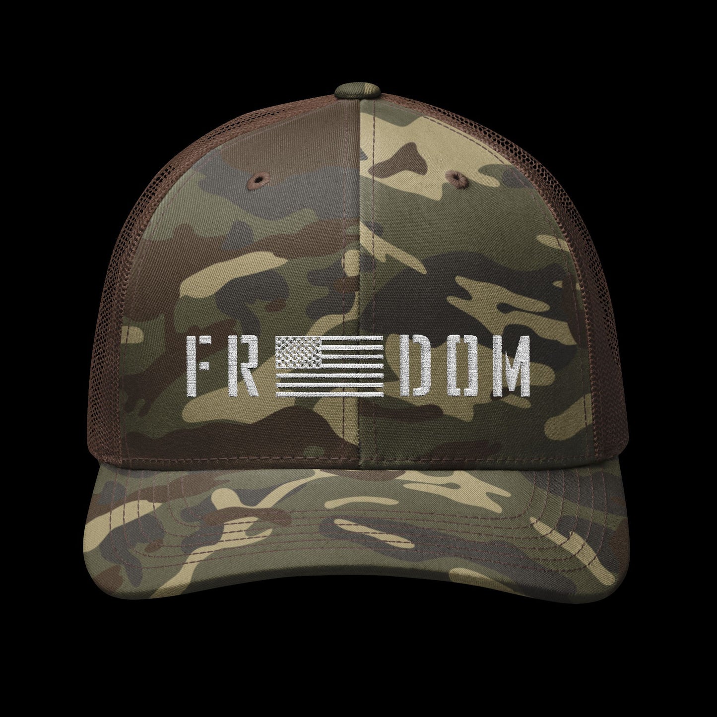 Embroidered Camo "Freedom" Trucker Cap