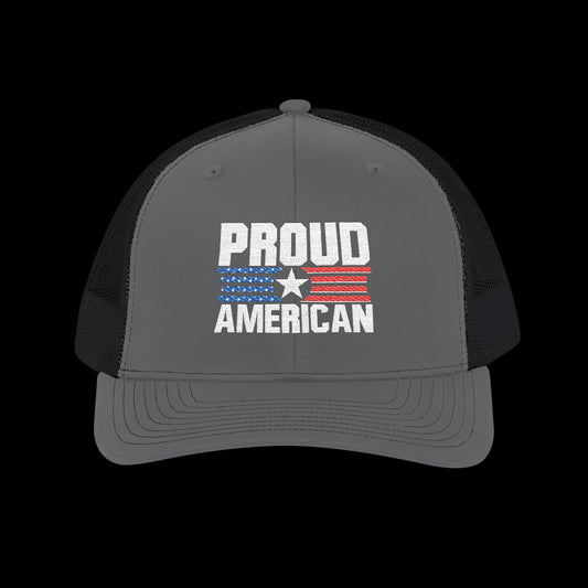 Embroidered "Proud American" Trucker Cap