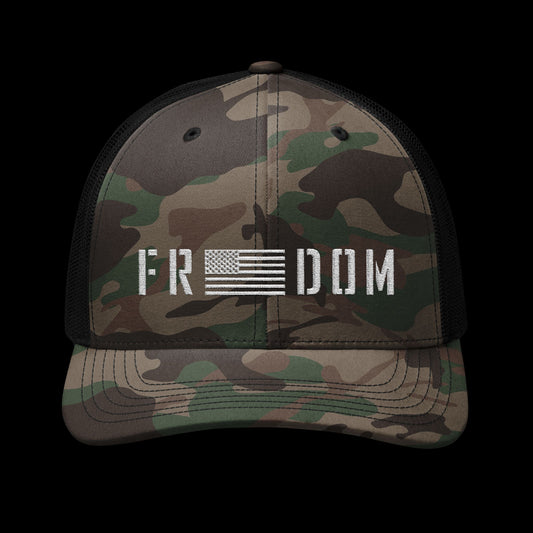 Embroidered Camo "Freedom" Trucker Cap